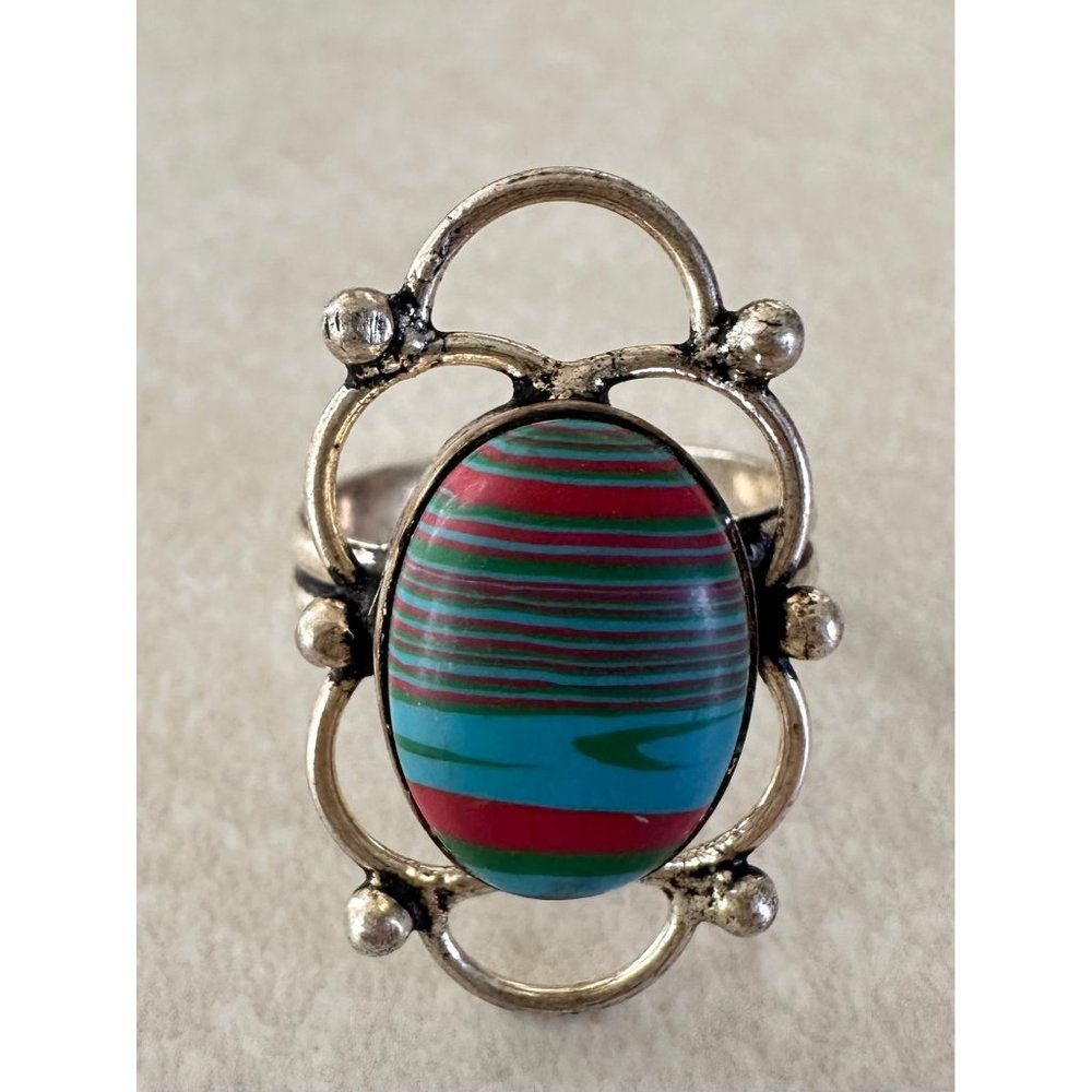 Solid 925 Sterling Silver Multicolor Blue Green R… - image 2